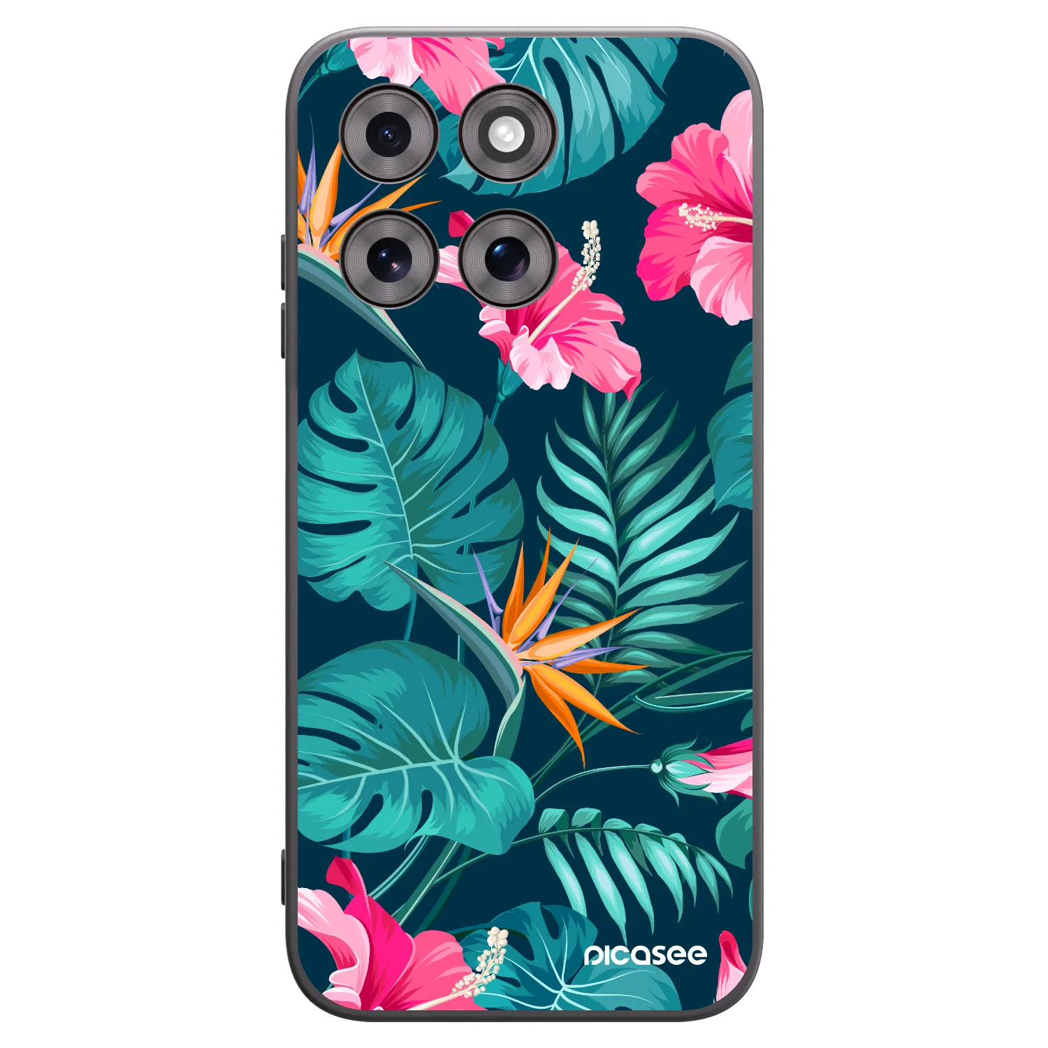 Picasee Motorola Moto G77 Hülle - Schwarzes Silikon - Pink Monstera