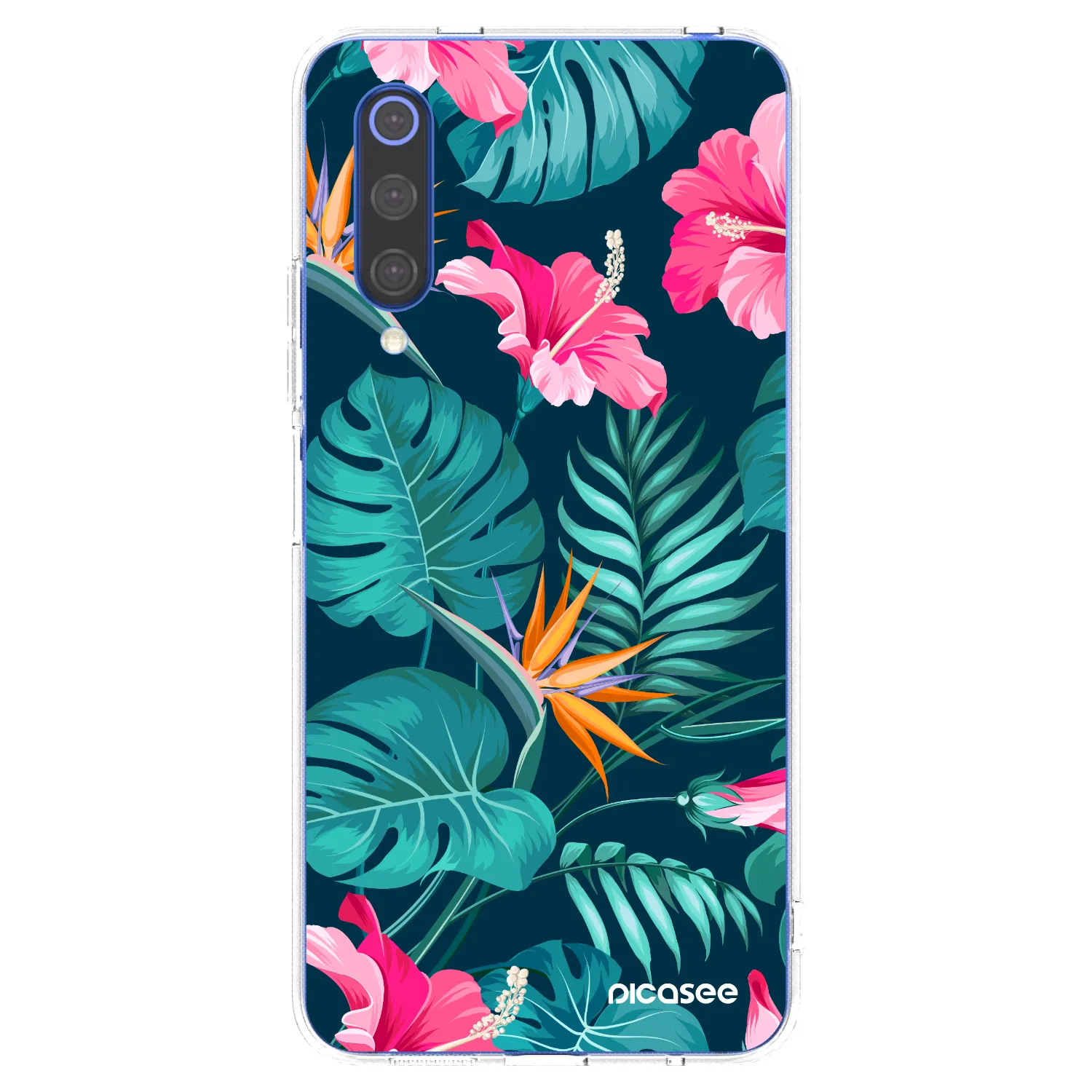 Picasee Xiaomi Mi 9 SE Hülle - Transparentes Silikon - Pink Monstera