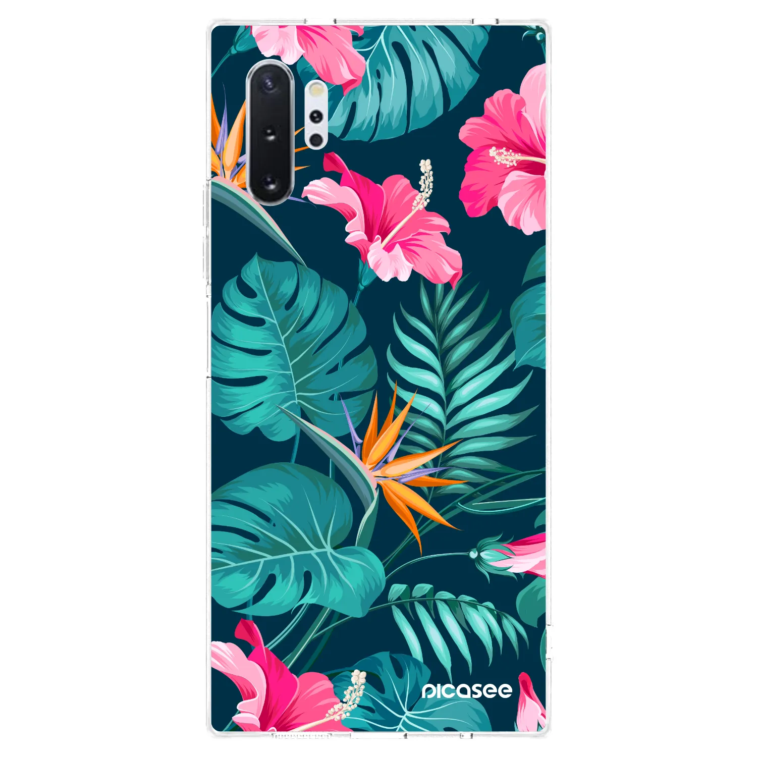 Picasee Samsung Galaxy Note 10+ N975F Hülle - Transparentes Silikon - Pink Monstera