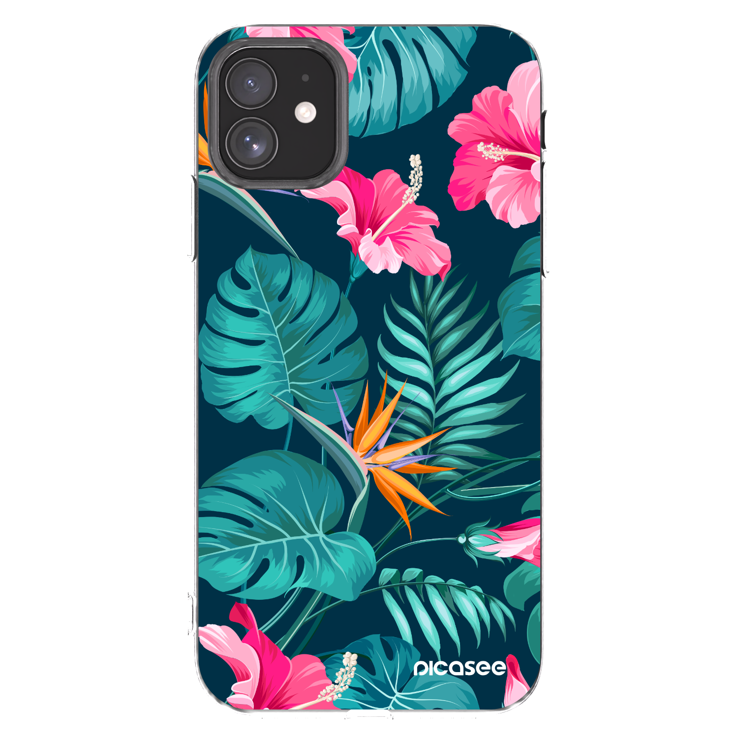 Picasee Apple iPhone 11 Hülle - Transparentes Silikon - Pink Monstera