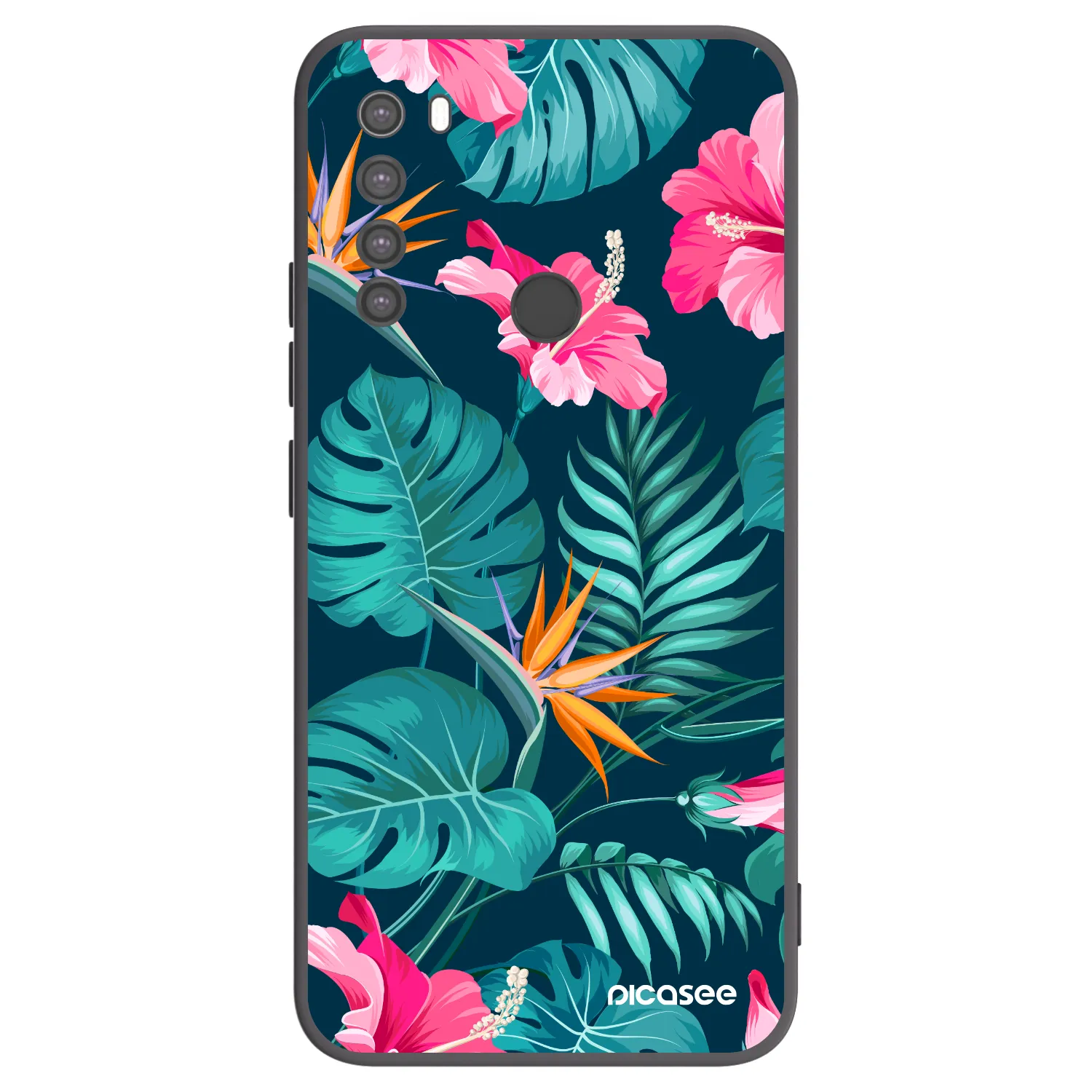 Picasee Xiaomi Redmi Note 8 Hülle - Schwarzes Silikon - Pink Monstera