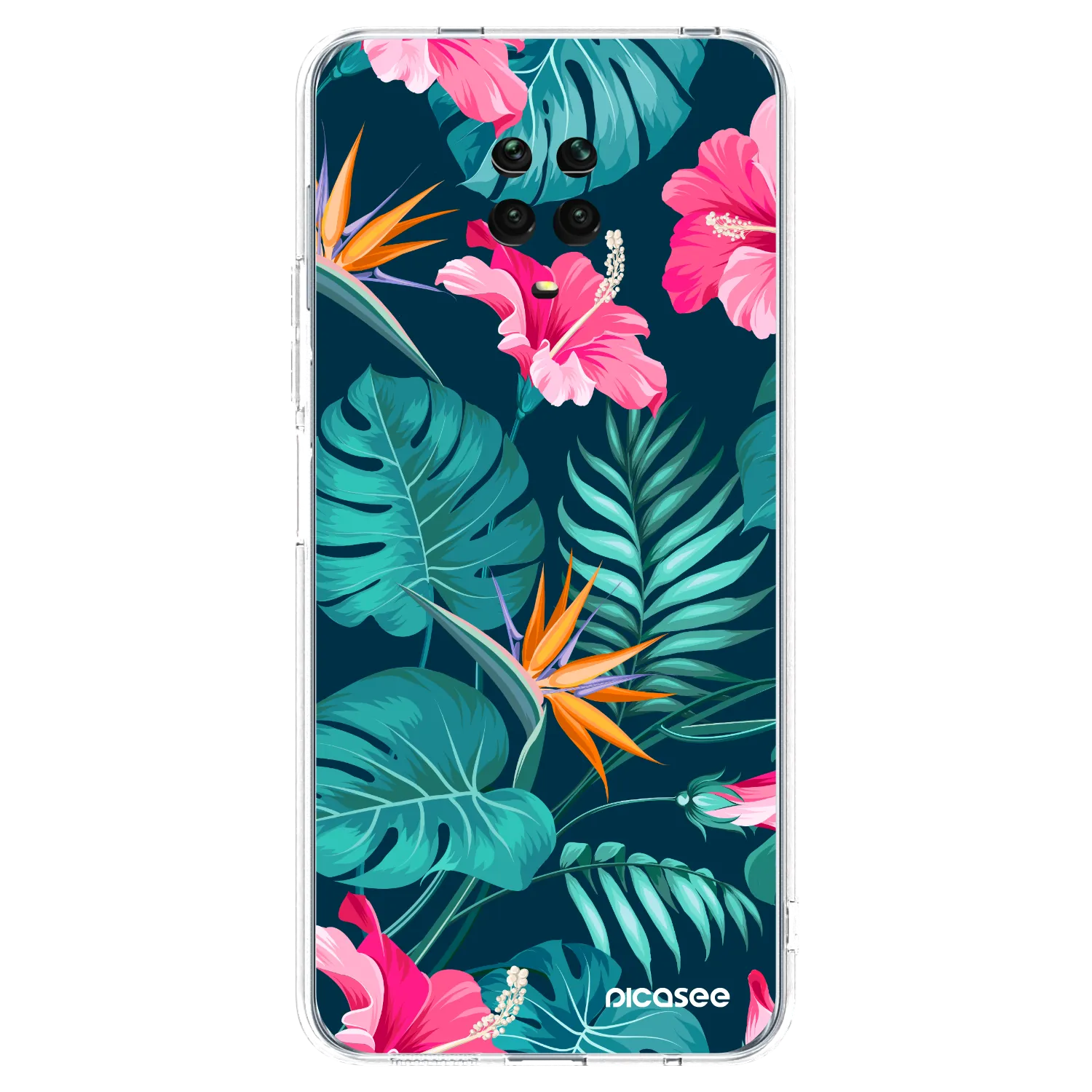Picasee Xiaomi Redmi Note 9 Pro Hülle - Transparentes Silikon - Pink Monstera
