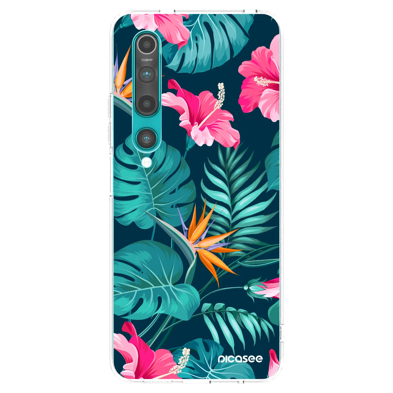 Picasee Xiaomi Mi 10 Hülle - Transparentes Silikon - Pink Monstera