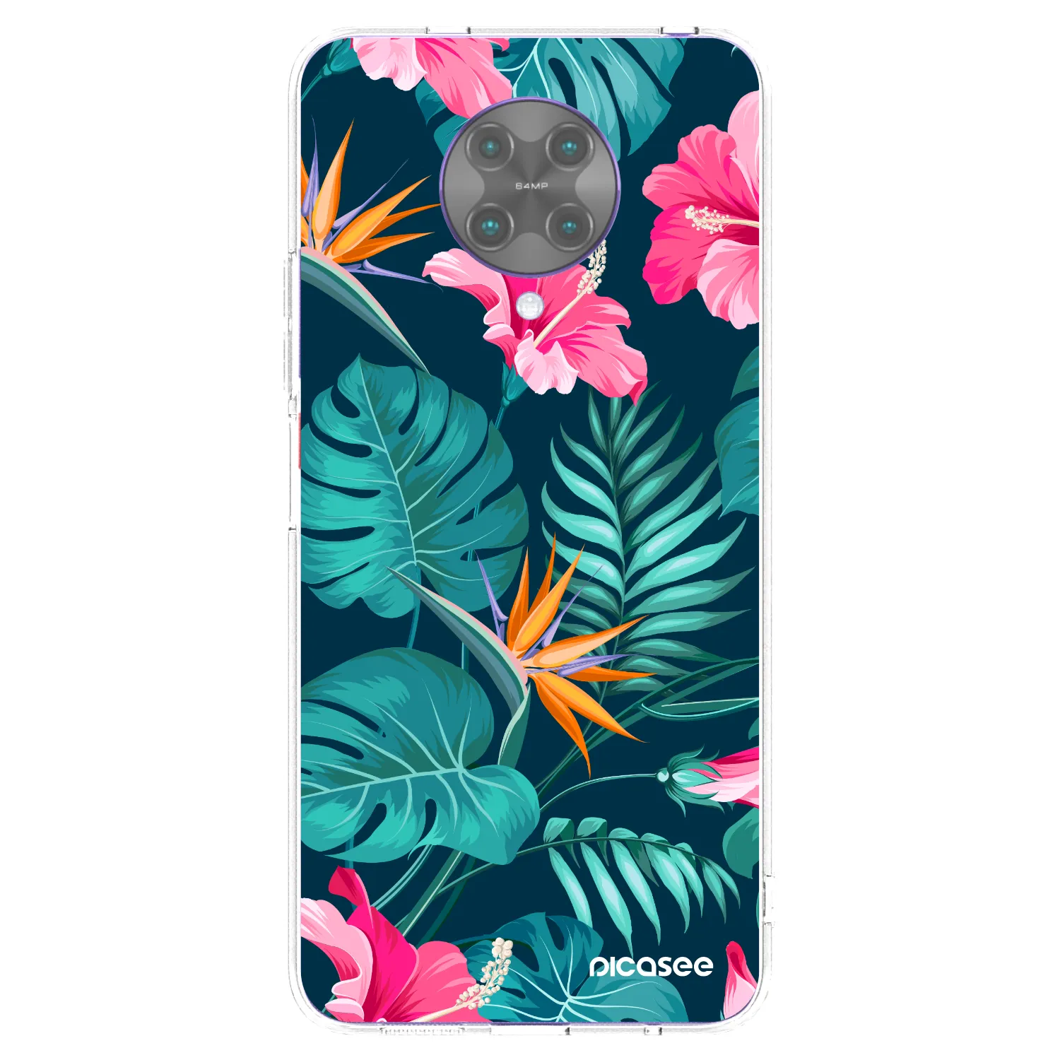 Picasee Xiaomi Poco F2 Pro Hülle - Transparentes Silikon - Pink Monstera