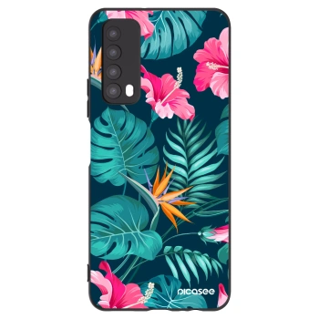 Picasee Huawei P Smart 2021 Hülle - Schwarzes Silikon - Pink Monstera