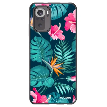 Picasee Xiaomi Redmi Note 10 Hülle - Schwarzes Silikon - Pink Monstera