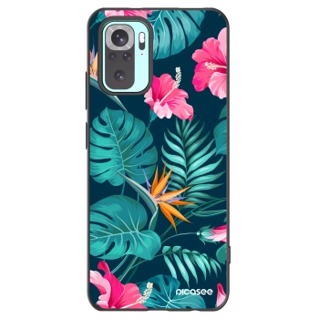Picasee Xiaomi Redmi Note 10 Pro Hülle - Schwarzes Silikon - Pink Monstera