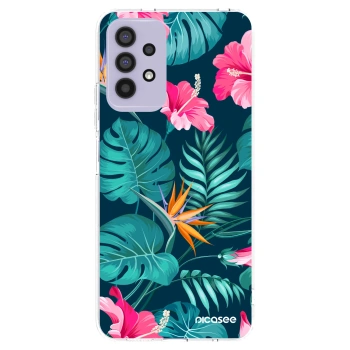 Picasee Samsung Galaxy A32 4G SM-A325F Hülle - Transparentes Silikon - Pink Monstera