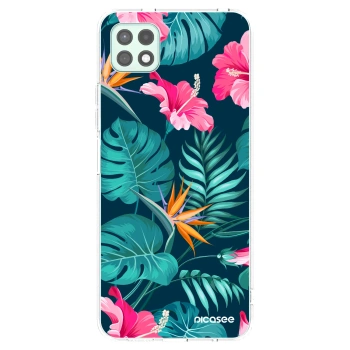 Picasee Samsung Galaxy A22 A226B 5G Hülle - Transparentes Silikon - Pink Monstera