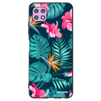 Picasee Samsung Galaxy A22 A226B 5G Hülle - Schwarzes Silikon - Pink Monstera