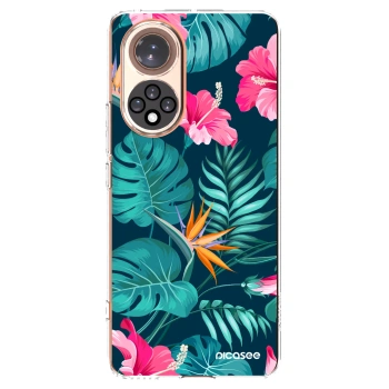 Picasee Honor 50 5G Hülle - Transparentes Silikon - Pink Monstera