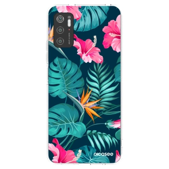 Picasee Xiaomi Poco M3 Pro 5G Hülle - Transparentes Silikon - Pink Monstera