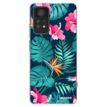 Picasee Xiaomi Redmi Note 11 Pro Hülle - Transparentes Silikon - Pink Monstera