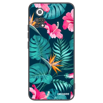 Picasee Xiaomi Poco X4 Pro 5G Hülle - Schwarzes Silikon - Pink Monstera