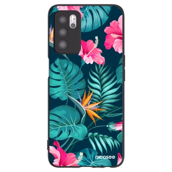 Picasee OPPO A16 Hülle - Schwarzes Silikon - Pink Monstera