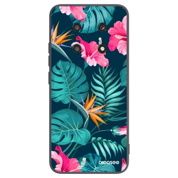 Picasee Honor Magic4 Lite 5G Hülle - Schwarzes Silikon - Pink Monstera