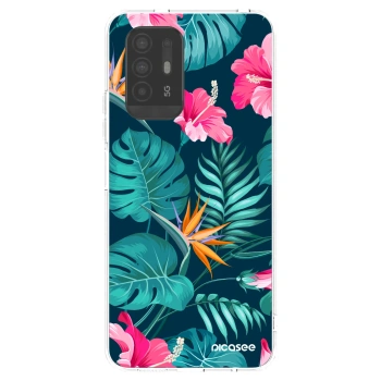 Picasee OPPO A94 5G Hülle - Transparentes Silikon - Pink Monstera
