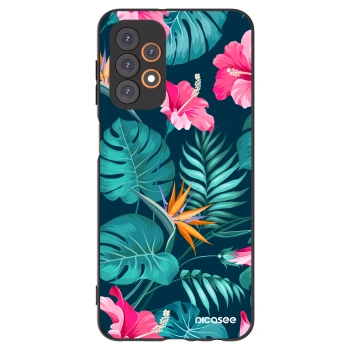 Picasee Samsung Galaxy A23 A235F 4G Hülle - Schwarzes Silikon - Pink Monstera