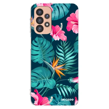 Picasee Samsung Galaxy A23 A236B 5G Hülle - Transparentes Silikon - Pink Monstera