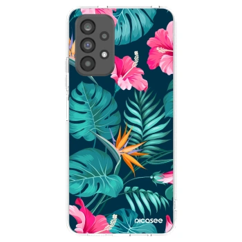 Picasee Samsung Galaxy A73 5G Hülle - Transparentes Silikon - Pink Monstera