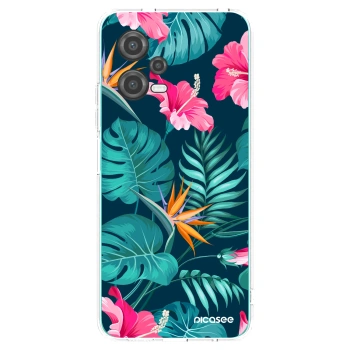 Picasee Xiaomi Poco X5 Hülle - Transparentes Silikon - Pink Monstera
