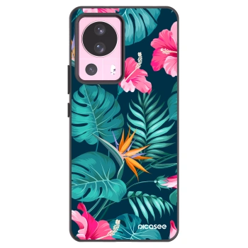 Picasee Xiaomi 13 Lite Hülle - Schwarzes Silikon - Pink Monstera