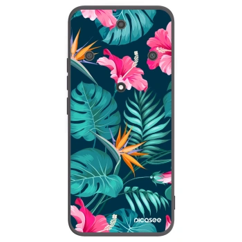 Picasee Honor Magic5 Lite 5G Hülle - Schwarzes Silikon - Pink Monstera