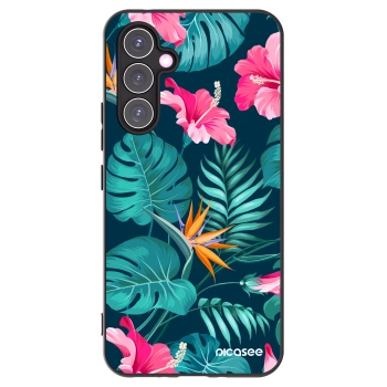 Picasee Samsung Galaxy A54 5G A546B Hülle - Schwarzes Silikon - Pink Monstera
