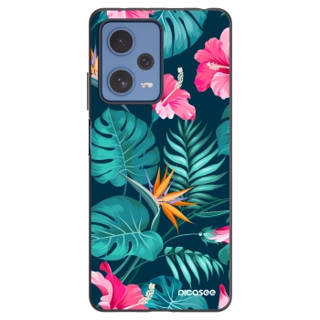 Picasee Xiaomi Redmi Note 12 Pro 5G Hülle - Schwarzes Silikon - Pink Monstera