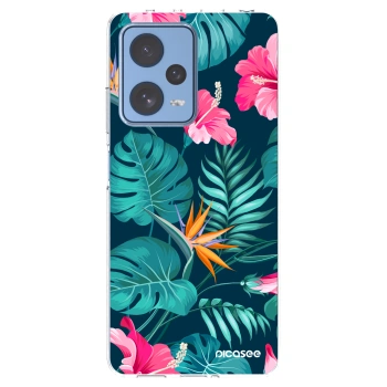 Picasee Xiaomi Redmi Note 12 Pro 5G Hülle - Transparentes Silikon - Pink Monstera
