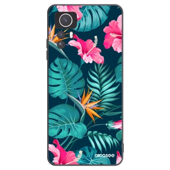 Picasee Xiaomi Redmi Note 12S Hülle - Schwarzes Silikon - Pink Monstera