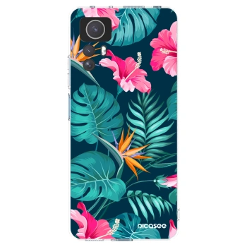 Picasee Xiaomi Redmi Note 12S Hülle - Transparentes Silikon - Pink Monstera