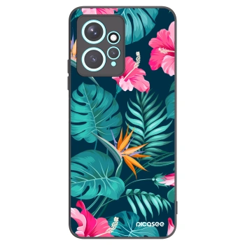 Picasee Xiaomi Redmi Note 12 4G Hülle - Schwarzes Silikon - Pink Monstera