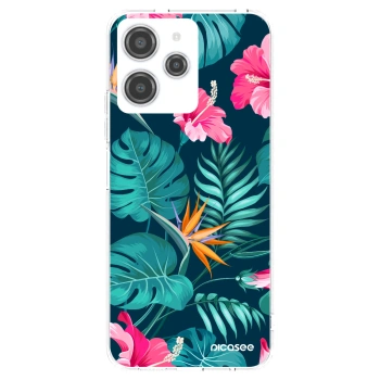 Picasee Xiaomi Redmi 12 4G Hülle - Transparentes Silikon - Pink Monstera