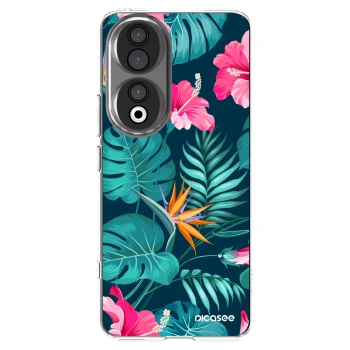 Picasee Honor 90 5G Hülle - Transparentes Silikon - Pink Monstera