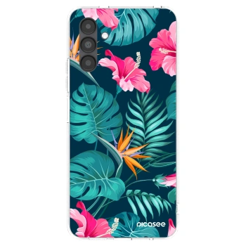 Picasee Samsung Galaxy A04s A047F Hülle - Transparentes Silikon - Pink Monstera