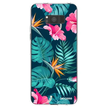 Picasee Samsung Galaxy S8 G950F Hülle - Transparentes Silikon - Pink Monstera