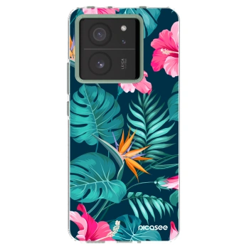 Picasee Xiaomi 13T Hülle - Transparentes Silikon - Pink Monstera