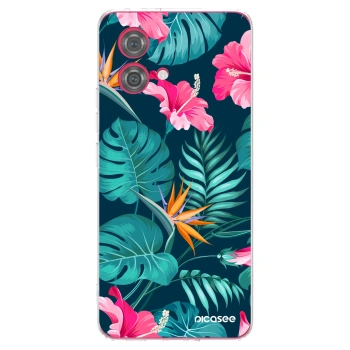 Picasee Motorola Moto G84 5G Hülle - Transparentes Silikon - Pink Monstera