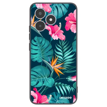Picasee Realme C53 Hülle - Schwarzes Silikon - Pink Monstera