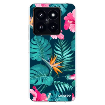 Picasee Xiaomi 14 Pro Hülle - Transparentes Silikon - Pink Monstera