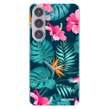 Picasee Samsung Galaxy S24 S921B 5G Hülle - Transparentes Silikon - Pink Monstera