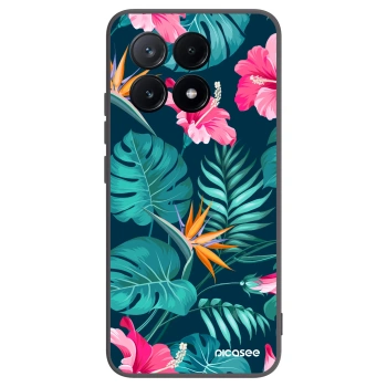 Picasee Xiaomi Poco X6 Pro Hülle - Schwarzes Silikon - Pink Monstera