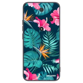 Picasee Honor Magic6 Lite 5G Hülle - Schwarzes Silikon - Pink Monstera