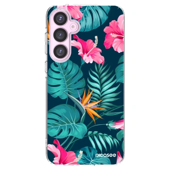 Picasee Samsung Galaxy A55 5G A556B Hülle - Transparentes Silikon - Pink Monstera