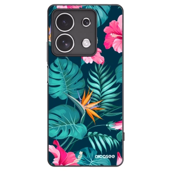 Picasee Xiaomi Redmi Note 13 4G Hülle - Schwarzes Silikon - Pink Monstera