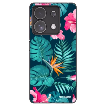 Picasee Xiaomi Redmi Note 13 Pro 4G Hülle - Schwarzes Silikon - Pink Monstera