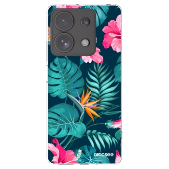 Picasee Xiaomi Redmi Note 13 Pro 4G Hülle - Transparentes Silikon - Pink Monstera