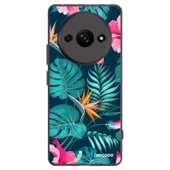 Picasee Xiaomi Redmi A3 Hülle - Schwarzes Silikon - Pink Monstera