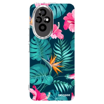 Picasee Honor 200 5G Hülle - Transparentes Silikon - Pink Monstera